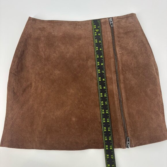 Blanknyc Blank NYC Leather Suede‎ Skirt Brown Side Zip Mini Moto Women's 27 - Picture 10 of 12
